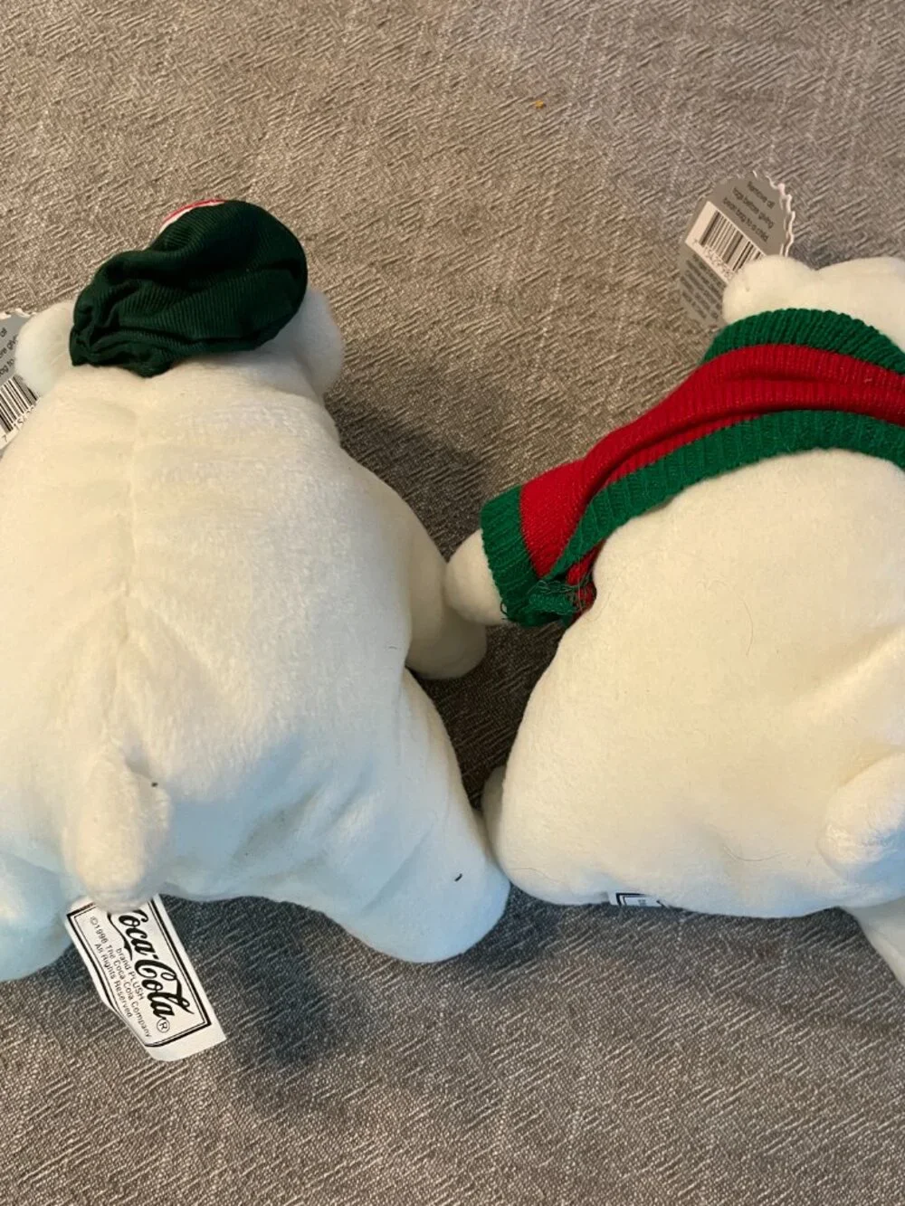 NWT! Vintage Coca-Cola Bear Plush Set of 2 One with Sweater White 1998!